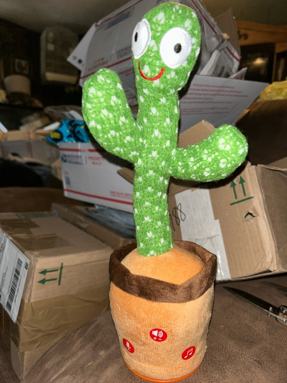 Plush Green Cactus Toy in Orange Pot